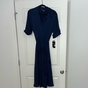 Maison Tara Navy Midi Dress